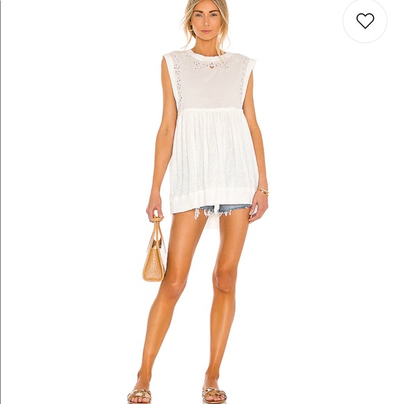 NWT Free People Bella Babydoll Top in Ivory - Picture 4 of 11